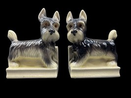 Terrier Bookends 4&quot; x 5&quot; Ceramic Dog Japan Figurine Statue Brown - £41.74 GBP