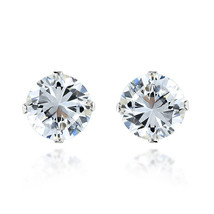 Dazzling 5mm Round White Cubic Zirconia on Sterling Silver Stud Earrings - $11.87