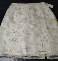 Silk Club Collection Pencil Skirt Embroidered 100% Silk Cream Flower Size 8 New - £15.14 GBP