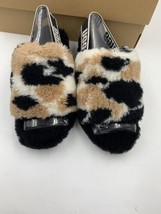 UGG Fluff Yeah Slide Cow Print Womens size 7 Black Brown White - £40.83 GBP