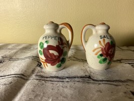 vintage red rose jug salt and pepper shakers Beautiful Crazing Cork - £11.95 GBP
