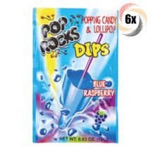 6x Packs Pop Rocks Dips Blue Raspberry Popping Candy With Lollipop | .63oz - £8.03 GBP