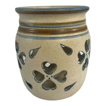 Village of Stone Mountain Reticulated Candle Holder Hand Crafted Pottery... - $28.04