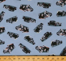Cotton Antique Car Show Cars Automobiles Gray Fabric Print by the Yard D576.59 - £11.92 GBP