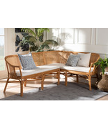 Alara 2Pc Natural Rattan Corner Bench Set - $17,551.01 MXN