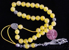 Greek Komboloi Yellow Jade Beads &amp; Sterling Silver Parts - $172.26