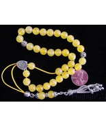 Greek Komboloi Yellow Jade Beads &amp; Sterling Silver Parts - £137.27 GBP