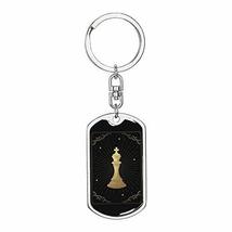 Tarot Card King Swivel Keychain Dog Tag Stainless Steel or 18k Gold - £35.52 GBP