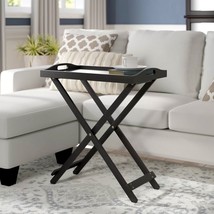 Folding TV Tray Bedside Table in Black Wood Finish - $138.99