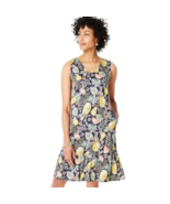 J. Jill Sz M Stretch Double V Neck Knit Midi Tropical Tank Dress Pockets - $315.71 MXN