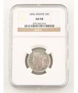 1896 Straits Settlements 20 Cents Silver Coin AU-58 NGC 20c Malaysia Cen... - $604.23 CAD