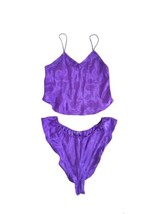 Vintage Victoria&#39;s Secret Purple Satin Cami &amp; Hi Leg silky Panties set M - £59.27 GBP