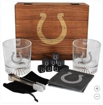 Indianapolis Colts Drinkware Set Glasses Wood Box Coasters Cooling Cubes... - €71,12 EUR