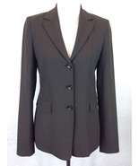 #S26 J Crew Sz T4 100% Wool Lined Fitted Olive Green Blazer Pockets Doub... - $21.87