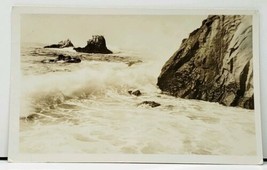 RPPC 1930s Ocean Waves Rocks Real Photo Postcard H14 - £4.67 GBP