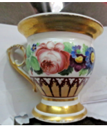 Antique French Coffee Tea Cup Gold trim Flowers - $37.18