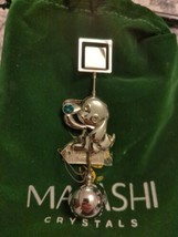 2018 Year Of The Dog Chrome Plated Silver Puppy Card Holder W/ Green Cry... - $9.90