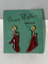 VINTAGE ADVERTISING PREMIUM GRACE WALKER SHOES RED EARRINGS - £15.54 GBP