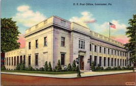 US POST OFFICE West Chestnut St Lancaster Pennsylvania Postcard Linen nostalgia - £17.01 GBP