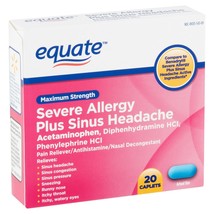 Equate Severe Allergy Plus Sinus Headache Caplets, 20 CT..+ - £15.81 GBP