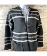 TAHARI Womens Medium Grey Stripe Duster Oversized Hooded Cardigan Sweate... - £22.35 GBP