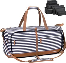 Weekender Bag with 6 Set Packing Cubes Travel Duffle Bag with Shoe Compartment L - £54.94 GBP