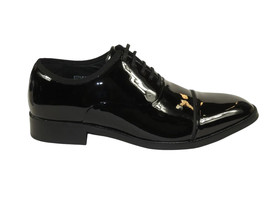 Men Santino Luciano Formal Dress Shoes Patent Leather Shiny Lace up C534 Black image 7