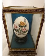 Vintage Chinese Hand Painted Egg Butterfly &amp; Flowers In Glass Display Bo... - $34.66 CAD