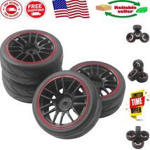 Arrows Pattern 12mm Hex Wheel Rims &amp; 66mm Rubber Tires for On-Road RC Cars - $420.09 MXN