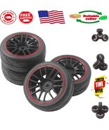 Arrows Pattern 12mm Hex Wheel Rims &amp; 66mm Rubber Tires for On-Road RC Cars - $420.09 MXN