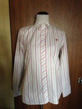 LILLY PULITZER 100% Cotton White Button Down with Pink and Green Stripes SZ 8 - £38.91 GBP