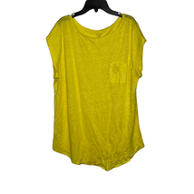 Ann Taylor Loft Womens Linen T Size Large Yellow T-Shirt SS 100% Linen - £18.71 GBP