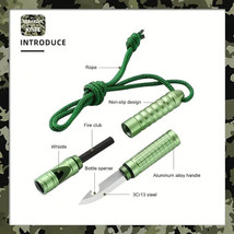 4-in-1 Fire Starter Kit: Whistle, Pocket Knife, Bottle Opener &amp; Magnesiu... - $10.99