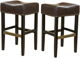 Louigi Backless Leather Barstools, 2-Piece Set, Christopher Knight Home, Brown. - £115.06 GBP