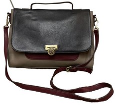 VTG Anne Klein Leather Tri Color purse with Lion Head Logo Tan Burgundy ... - $21.78
