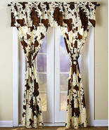 5-PC WINDOW CURTAIN PANEL VALANCE SET RODEO COWHIDE WESTERN COWBOY HOME ... - £31.44 GBP