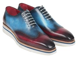 Paul Parkman Mens Shoes Oxfords Blue Purple Wingtip Casual Handmade 187-... - £262.81 GBP