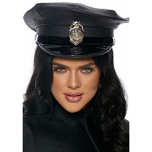 Vinyl Cop Hat Contrast Brim Removable Badge Police Officer Patrol Costum... - £27.58 GBP