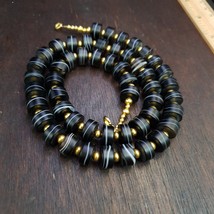 indo himalayan black Agate beads soleimani banded agate beaded necklace #j2 - $59.80