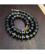 indo himalayan black Agate beads soleimani banded agate beaded necklace #j2 - $59.80