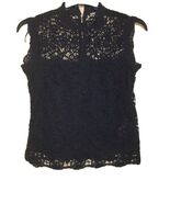 NANETTE LEPORE High Neck Lace Top mystic DARK NAVY blouse sz M NEW - $1,250.80 MXN