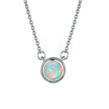 White Opal Round Pendant Necklace - £12.76 GBP