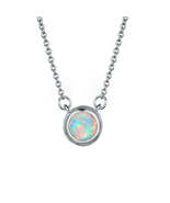 White Opal Round Pendant Necklace - £12.63 GBP
