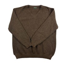  Vintage Andean V Neck Sweater 100% Alpaca Mens Large Brown Long Sleeve ... - $34.29