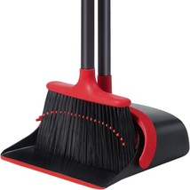 Broom and Dustpan Set for Home, Upgrade 52&quot; Long Handle with Stand - £24.50 GBP