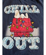 Peanuts Snoopy &quot;Chill Out&quot; Graphic T-Shirt Navy Blue Christmas size XL - $17.09