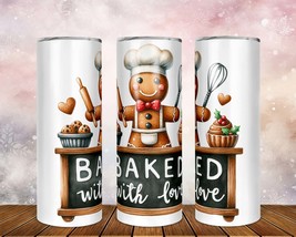 Skinny Tumbler with Straw, 20oz/30oz, Gingerbread Man Baked with Love - £28.31 GBP+