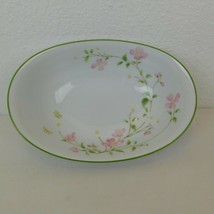 Noritake First Blush 10&quot; Oval Vegetable Bowl Pink &amp; White Flower Green Trim - £23.27 GBP
