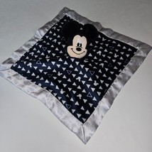 Disney Baby Mickey Mouse Rattle Lovey Plush Baby Toy Blue Gray Fleece Satin - £9.23 GBP