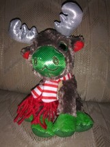 MVP Reindeer Plush 7&quot; Christmas Shiny Nose Hooves Antlers Scarf Glitter Eyes - £12.44 GBP